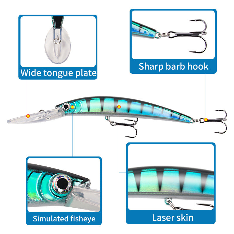 10 Pack Fishing Lures Hard Baits, 3D Eyes Minnow Fishing Lures 15.3cm 16g