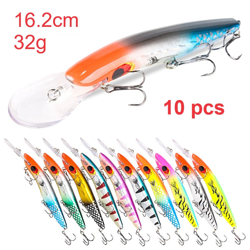 10 Pack Fishing Lures Hard Baits, 3D Eyes Minnow Fishing Lures 16.2cm 23g