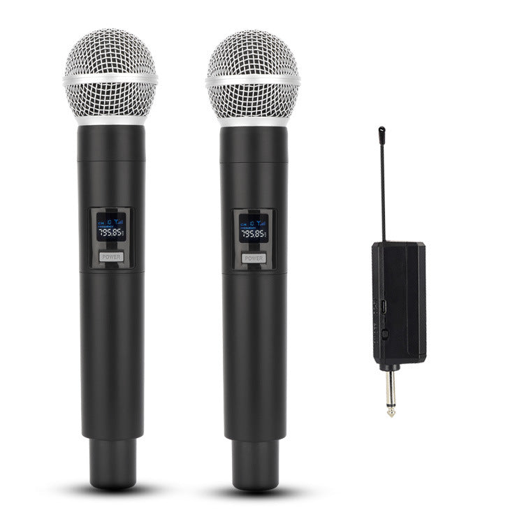 2x Wireless Microphones with Rechargeable Receiver and Battery, 100 ft Range Karaoke