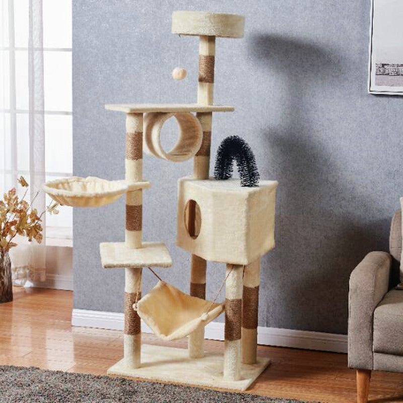 Cat Tree Scratching Post with Mouse 150CM - Beige