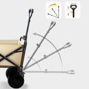 Foldable Outdoor Trolley Picnic Camping Cart 360° Rotating Wheels - Beige&Green