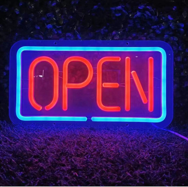 OPEN Neon Sign LED Tube Handmade Visual Artwork Bar Pub Club Wall Decor Light