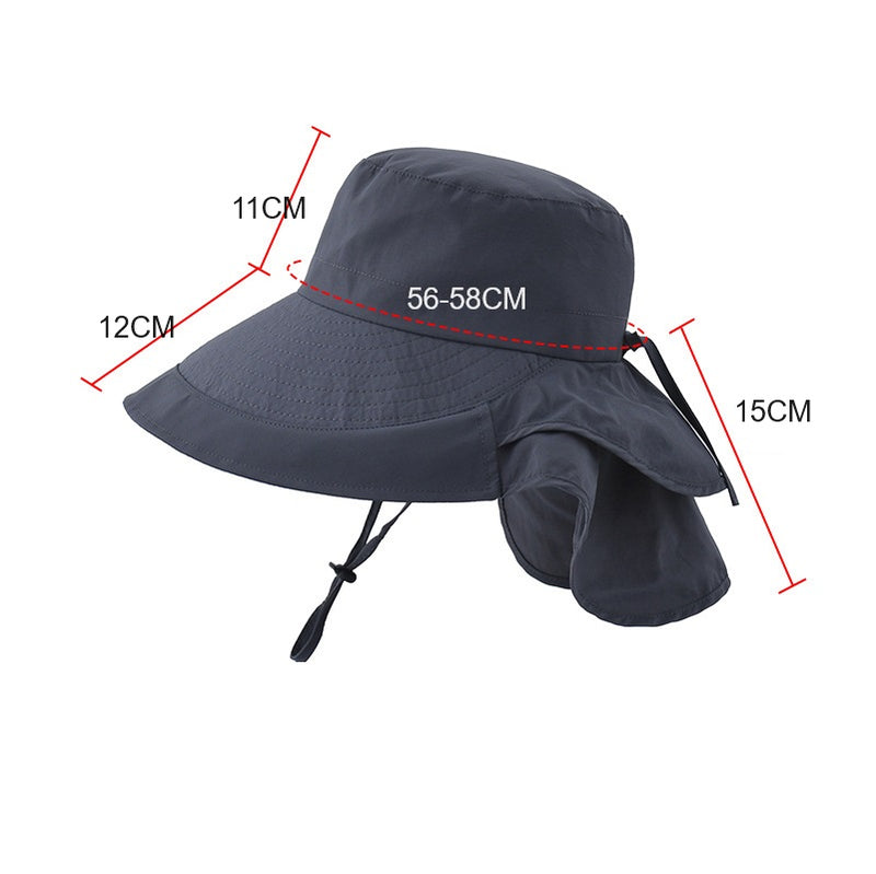 GREY Sun Hats Wide Brim Bucket Outdoor Fishing Hiking Cap UV Protection