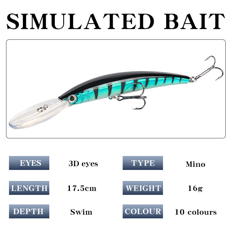 10 Pack Fishing Lures Hard Baits, 3D Eyes Minnow Fishing Lures 15.3cm 16g