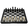 Magnetic folding chess set with 36cm board, ideal for travel and tournaments, featuring black and white chess pieces.