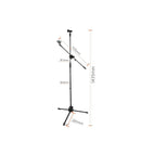 Microphone Stand for 2 microphones Tripod Base Adjustable Height