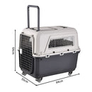 84cm wheeled plastic airline travel cage, Deal Online NZ pet carrier with handle and secure door for safe travel.