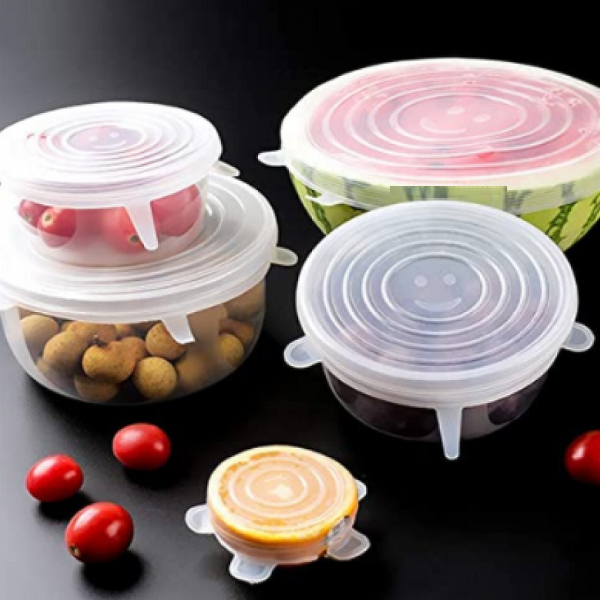 6Pcs Universal Silicone Stretch Suction Pot Lids Kitchen Cover Pan Bowl Stopper
