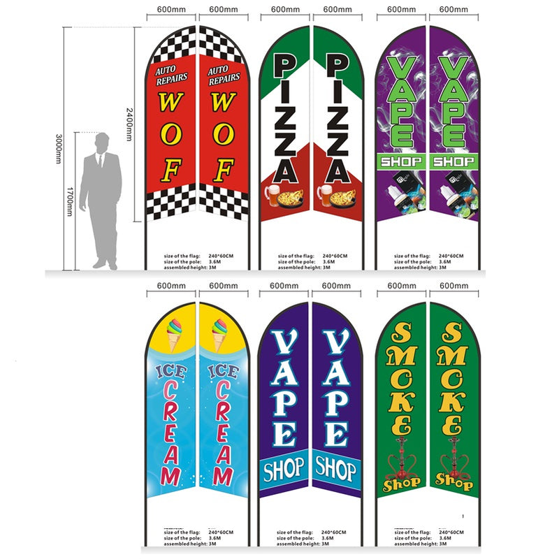 VAPE SHOP - Pre-print Double Sided Feather Banner Flag Business Commersial 3M