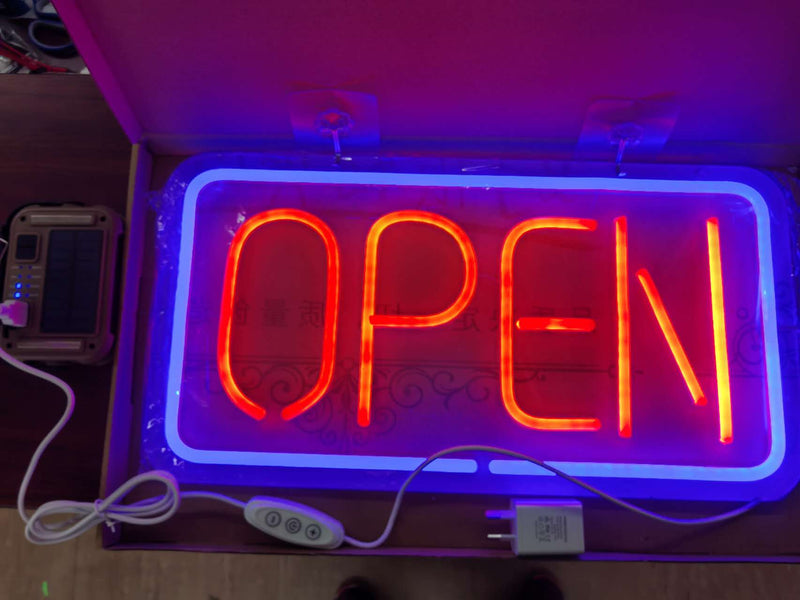 OPEN Neon Sign LED Tube Handmade Visual Artwork Bar Pub Club Wall Decor Light