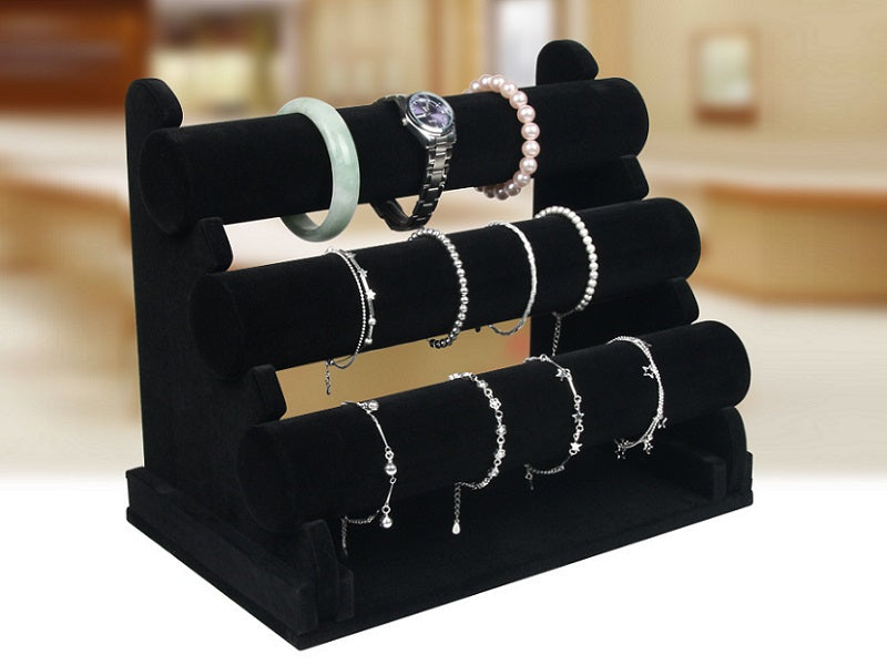 Velvet 3-Level Bracelet Watch Display Stand/Holder