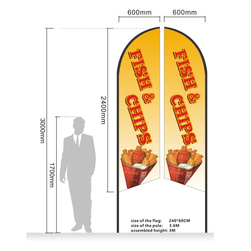 Fish & Chips Double sided print Flag