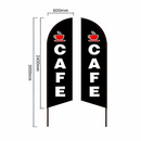 'CAFE-BLACK' 3.4m Double Sided Sign Commercial Feather Banner Flag