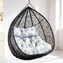 Blue floral cushion pad set for double hanging basket chair, high-quality seat pad by dealonline.co.nz