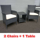 PE/PVC Rattan Patio Chairs & Round Table 3PC Set