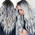 Ombre Silver Grey Wave Natural Looking Long Wavy Full Heat Resistant
