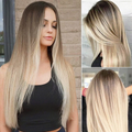 Long Blonde Wig Fashion Women's Silk Straight Wigs Heat Friendly