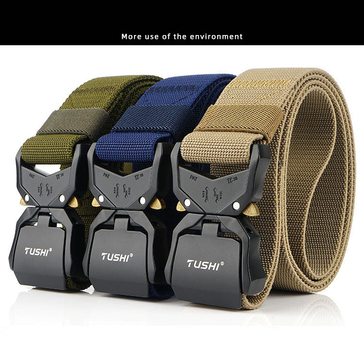 Tactical Belt Military Hiking Nylon Web Rigger Work Belts Heavy-Duty Quick-Relea