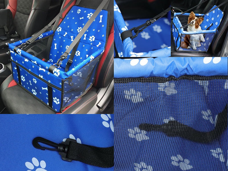 Waterproof Pet Cat Dog Car Seat Cover - Blue Pawn Bone