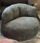 Corduroy Single Sofa with Wide Backrest Navy Blue