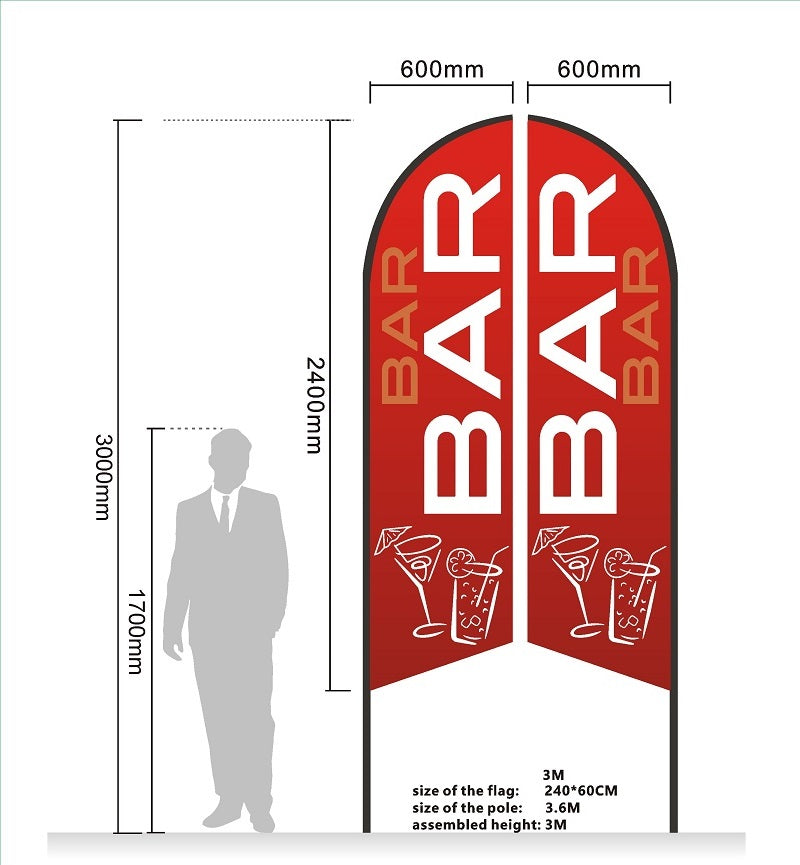 ICECREAM Pre-print Double Sided Feather Banner Flag Business Commersial