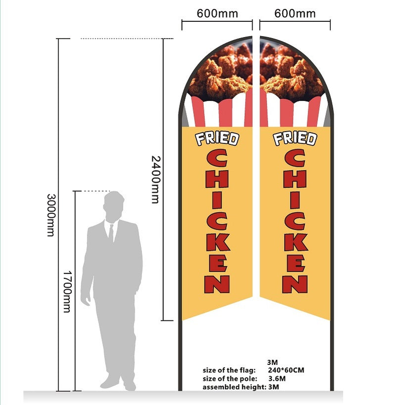 ICECREAM Pre-print Double Sided Feather Banner Flag Business Commersial