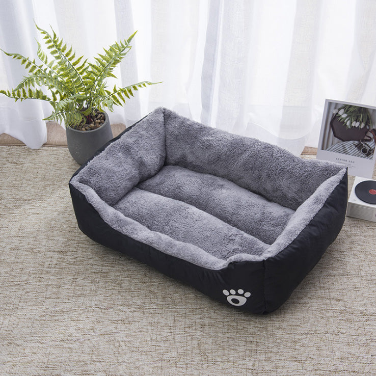 Calming Dog Bed Warming Washable Oxford with Soft Cotton and Coral Fleece