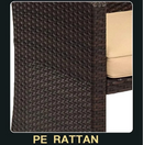 Rattan 2-Seat Sofa, 2 Chairs & Coffee Table 4PCS Set - Brown PE/PVC Pale Cushions