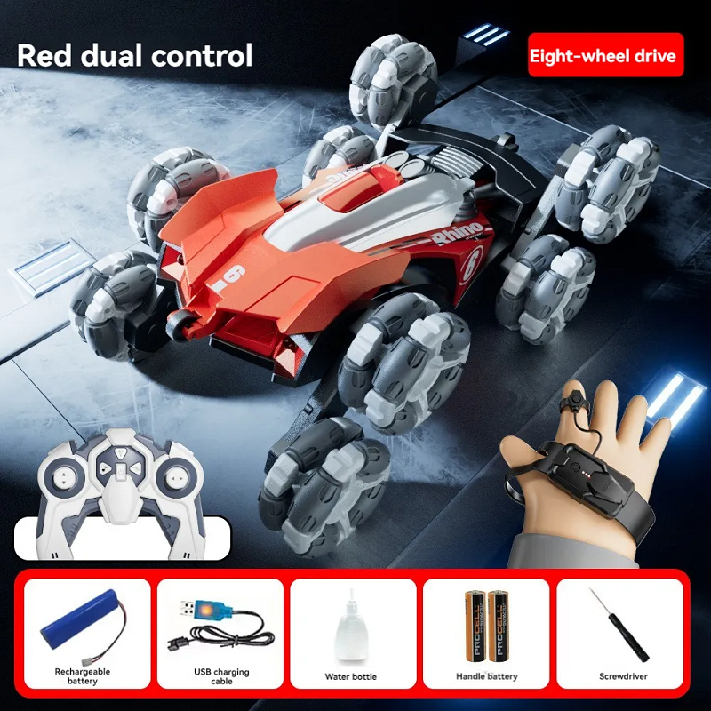 8 Wheels RC Stunt 2.4GHz Drift Car Spray & Light 360° Flips Rotating Swivel Arm