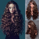 Brown Ombre Long Wave Wigs Natural Look Curly Hair
