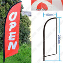 ‘OPEN’ 3.4M Cross Base/Set Commercial Feather Banner Flag