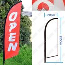 ‘OPEN’ 3.4M Cross Base/Set Commercial Feather Banner Flag