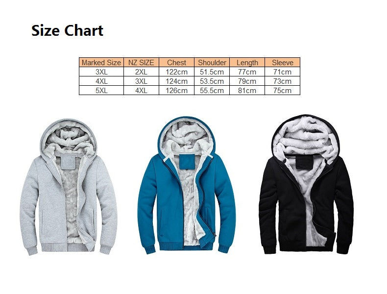 Fleece Lining Thermal Hood Jacket Size