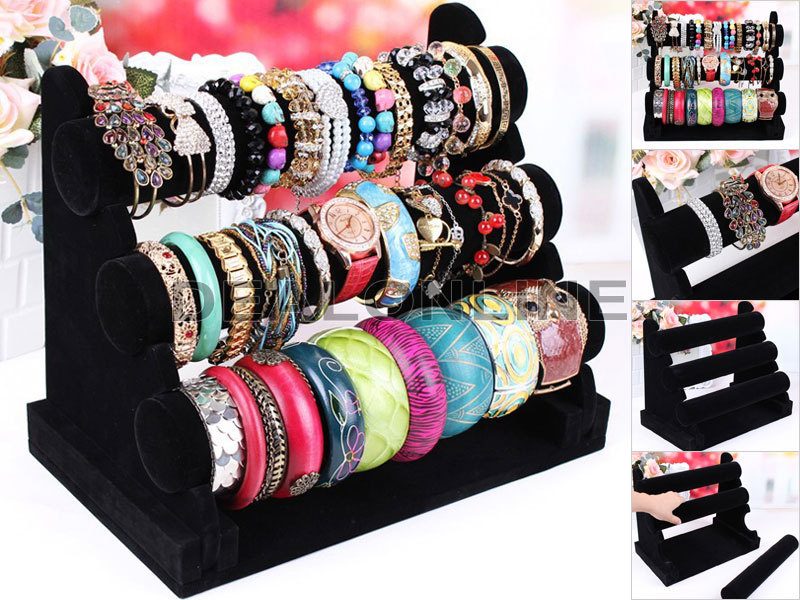 Velvet 3-Level Bracelet Watch Display Stand/Holder