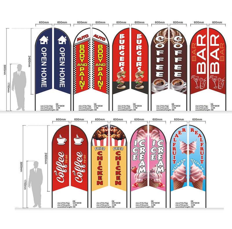 ICECREAM Pre-print Double Sided Feather Banner Flag Business Commersial