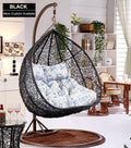 Black Hanging Rattan Swing Patio Garden Chair Weave Egg Cushion