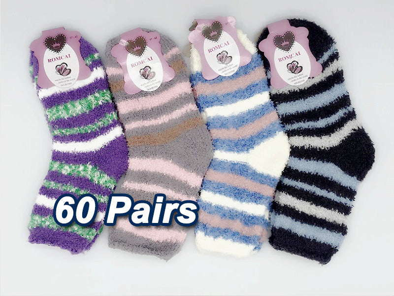 WHOLESALE - (60 Pairs) Soft & Warm Fleece Socks