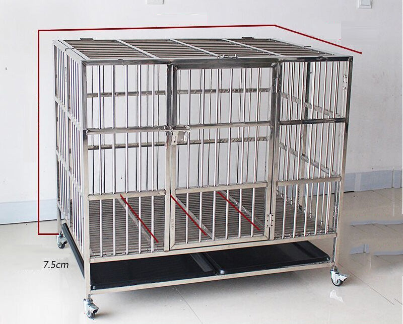 Collapsible Stainless Steel Pet Cage 110CM X - Large with Wheels