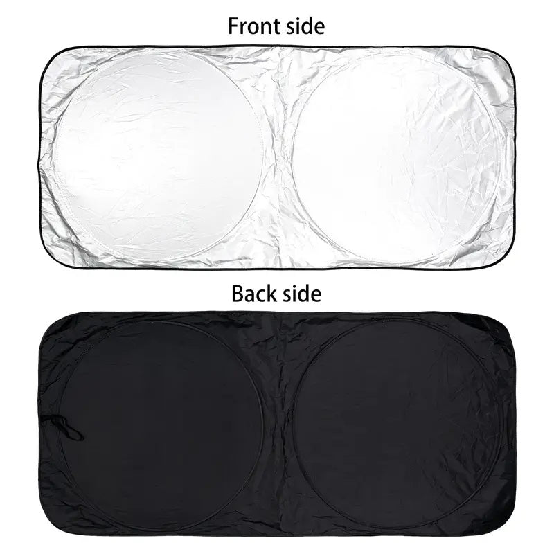 Large Silver Car Sunshade Foldable Double-Circle