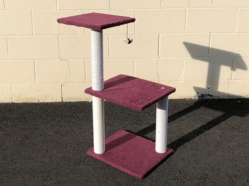 84CM 2 Levels Cat Tree Scratching Post with Mouse Wine Red