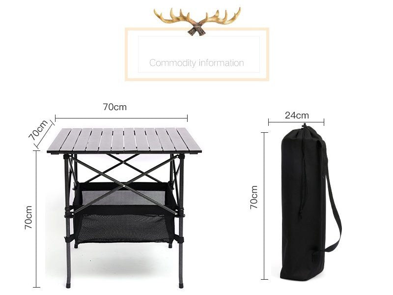 Portable Folding Table Tea Picnic Camping Barbecue Square Table 70*70*70