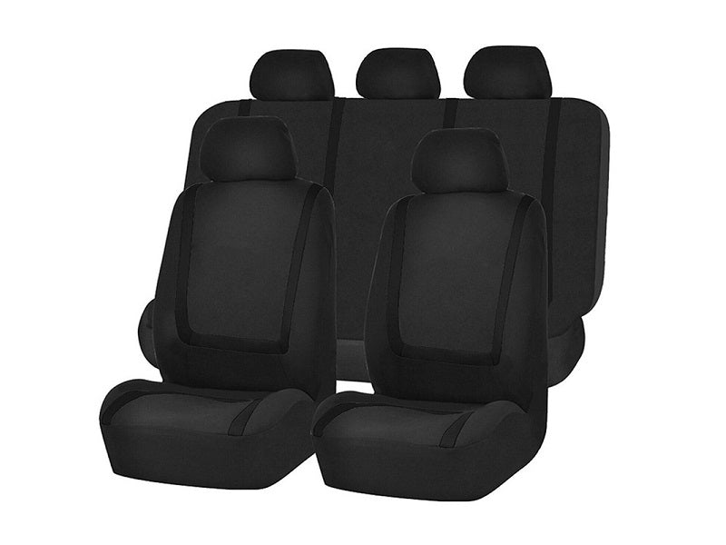 Car Seat Cover 5 Seater Full Set Front Rear Cushion Mat Protecto Polyester BLACK