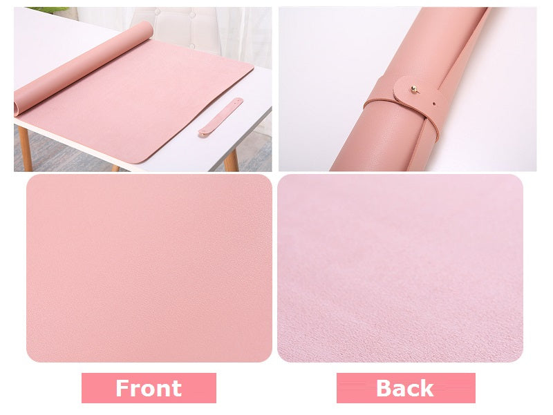 Pink- 100*50cm PU Leather Desk Mat Computer Laptop Keyboard Mouse Pad Office