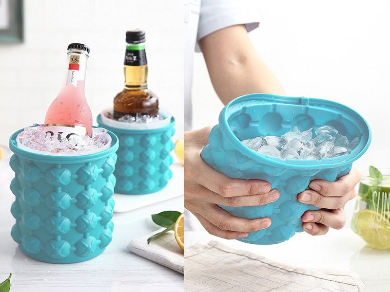 Large Ice Cube Maker Genie Silicone Wine Ice Bucket Big Ice Cube Tray Mold Cup