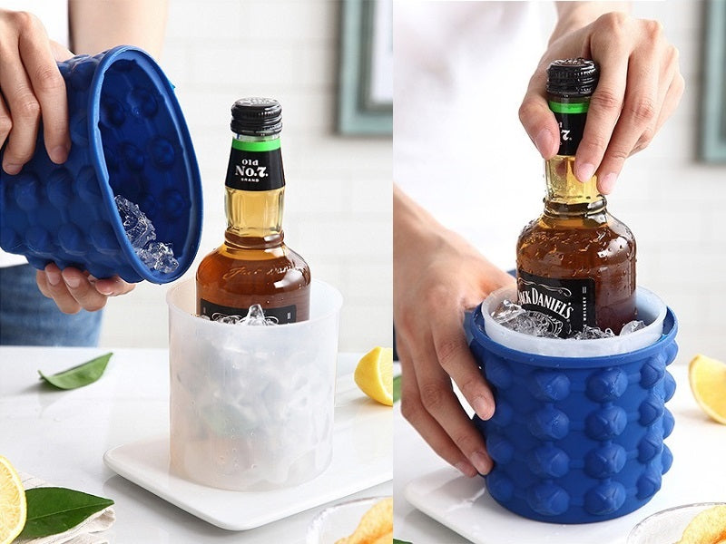 Large Ice Cube Maker Genie Silicone Wine Ice Bucket Big Ice Cube Tray Mold Cup