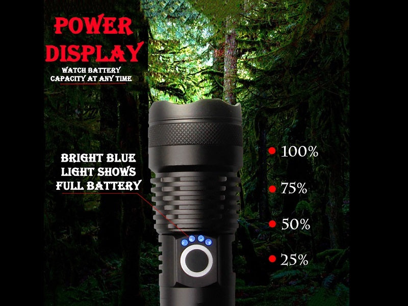 LED Torch Rechargeable High Lumens Flashlight with 26650 Battery