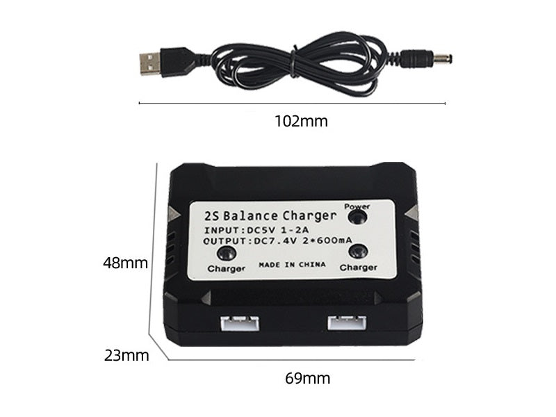 2 in 1 7.4V USB Charger for Drone