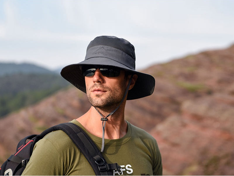 9073GREY Sun HatS Wide Brim Bucket Outdoor Fishing Hiking Cap UV Protection