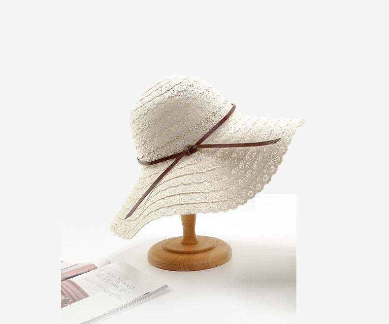 Women Lady Sun Straw Hat Wide Large Brim Floppy Derby Summer Beach Cap