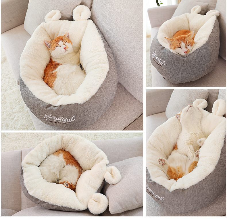 Soft & Cozy Fleece Pocket Wrapped Cat Bed Size M